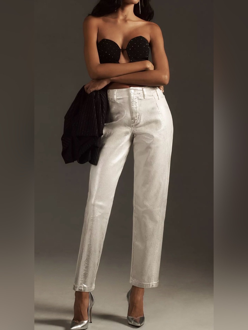 NWOT Pilcro The Foiled Curved Mid-Rise Taper Jeans